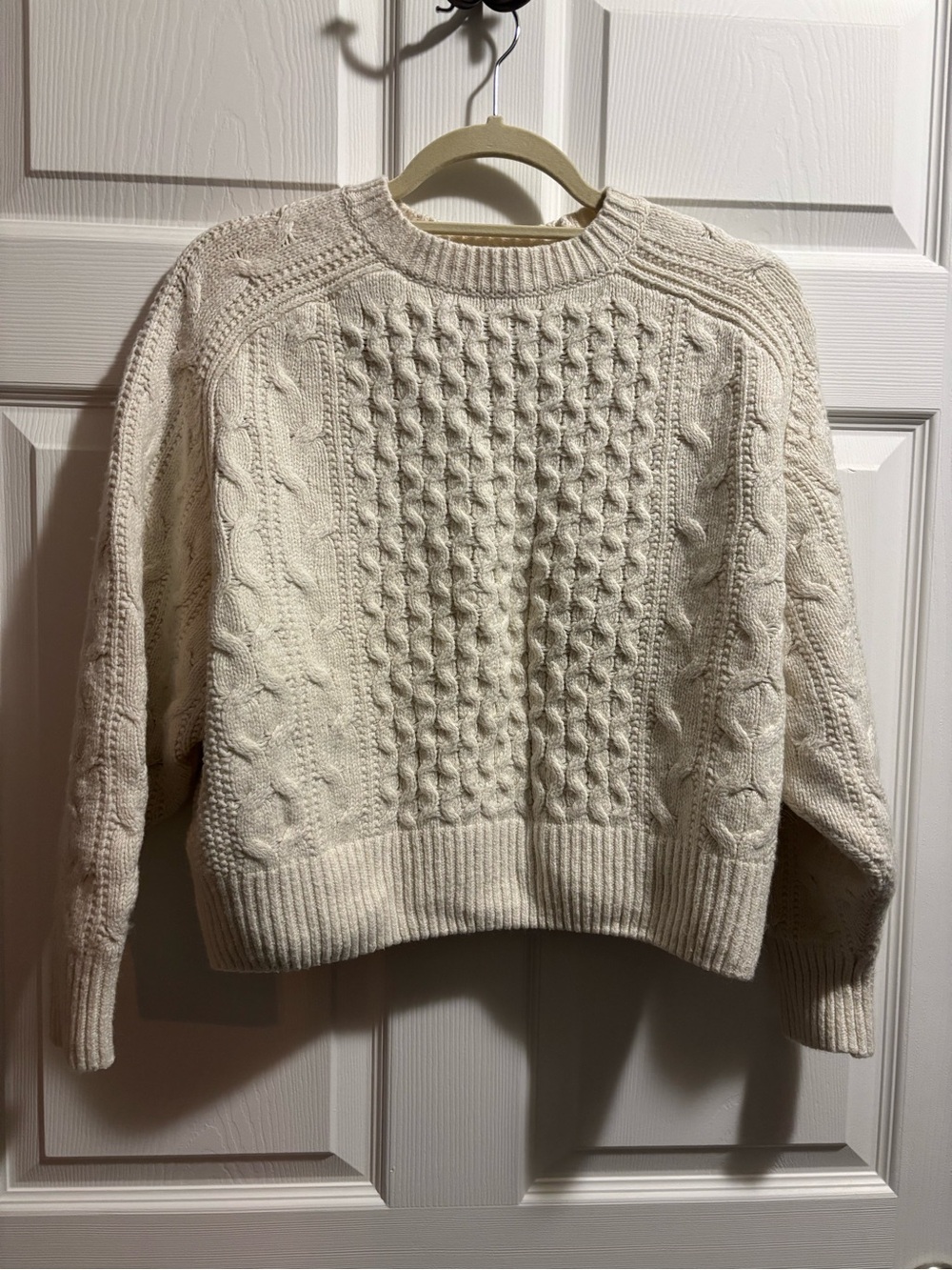 Target Universal Thread Cropped Women’s Cable Knit Crewneck Sweater - Cream